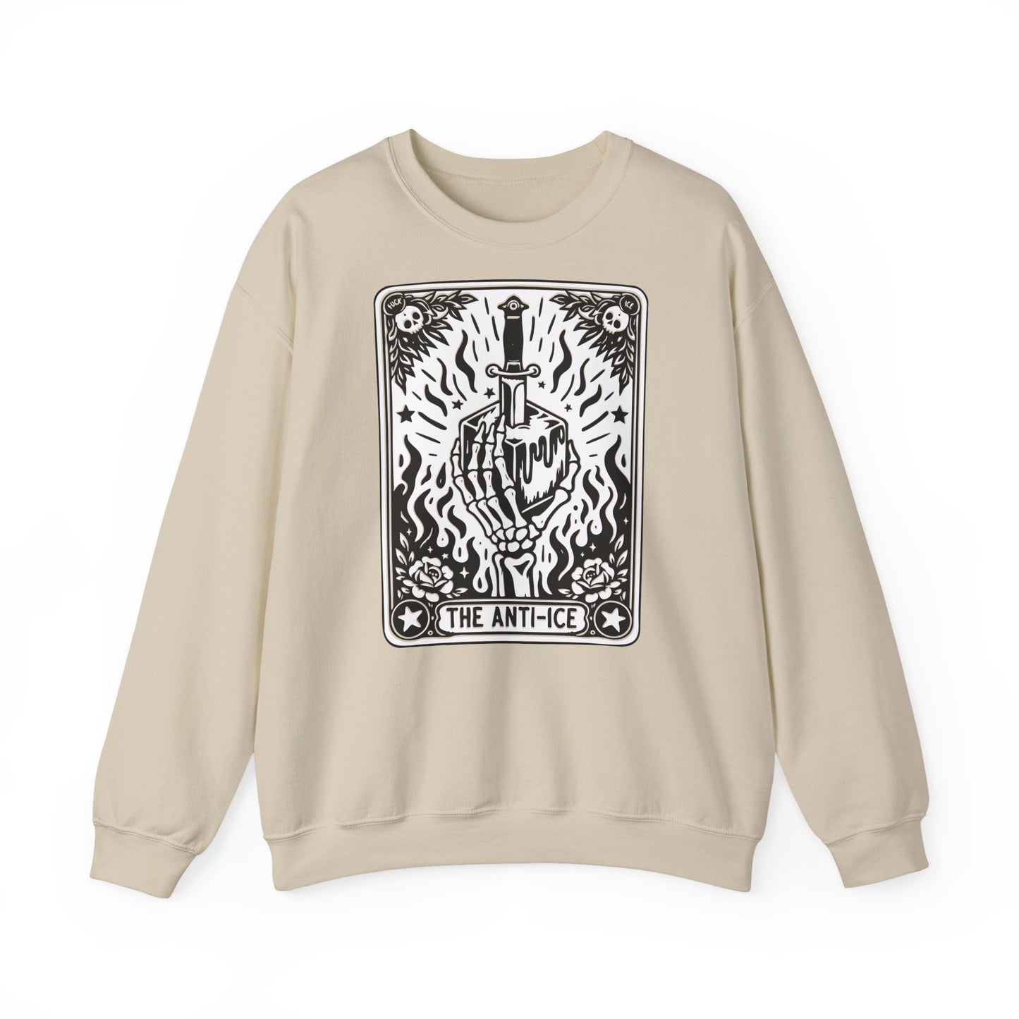 The Anti-Ice tarot dagger illustration Sweatshirt | Occult skeleton art