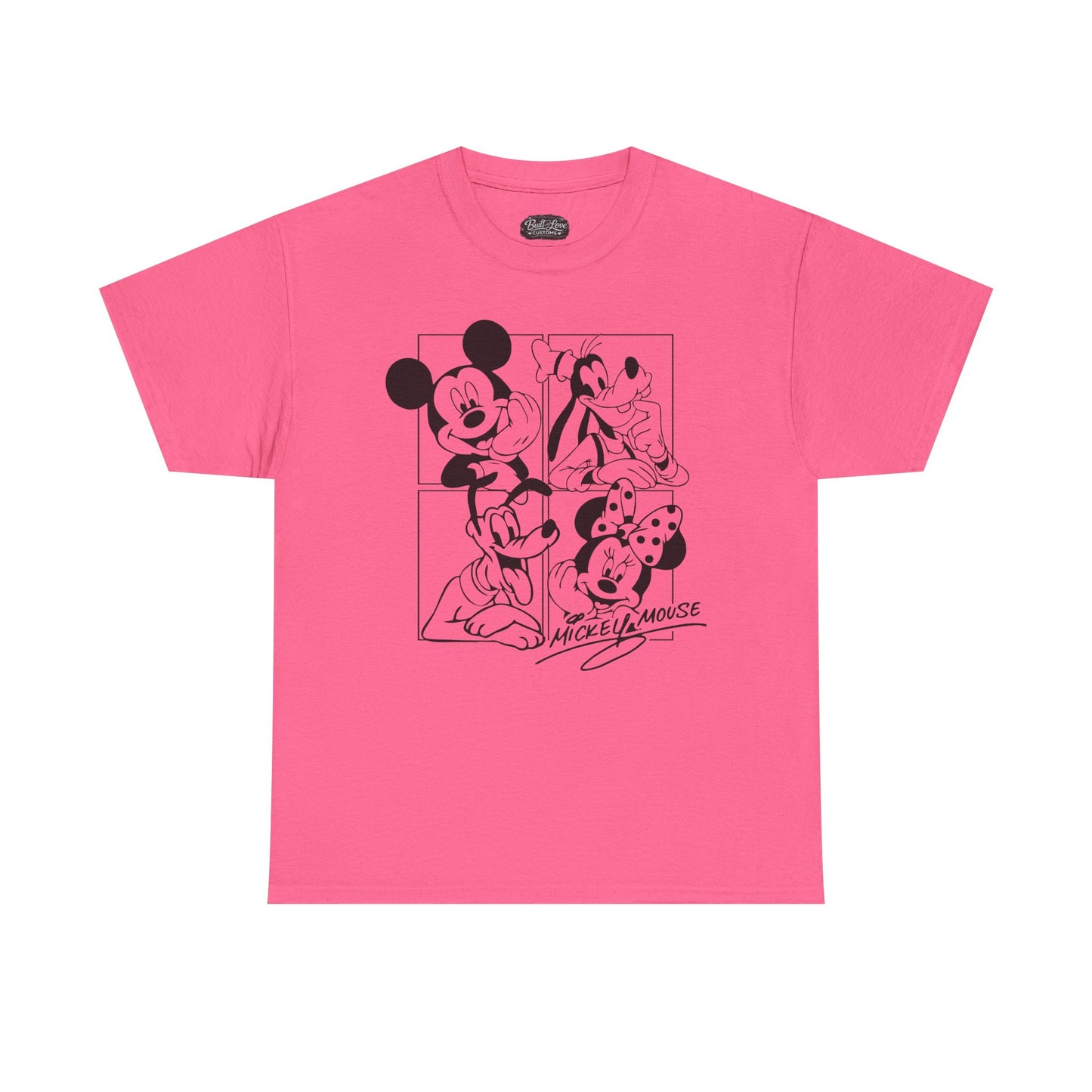 Classic Cartoon Characters T-Shirt | Black Line Art Tee