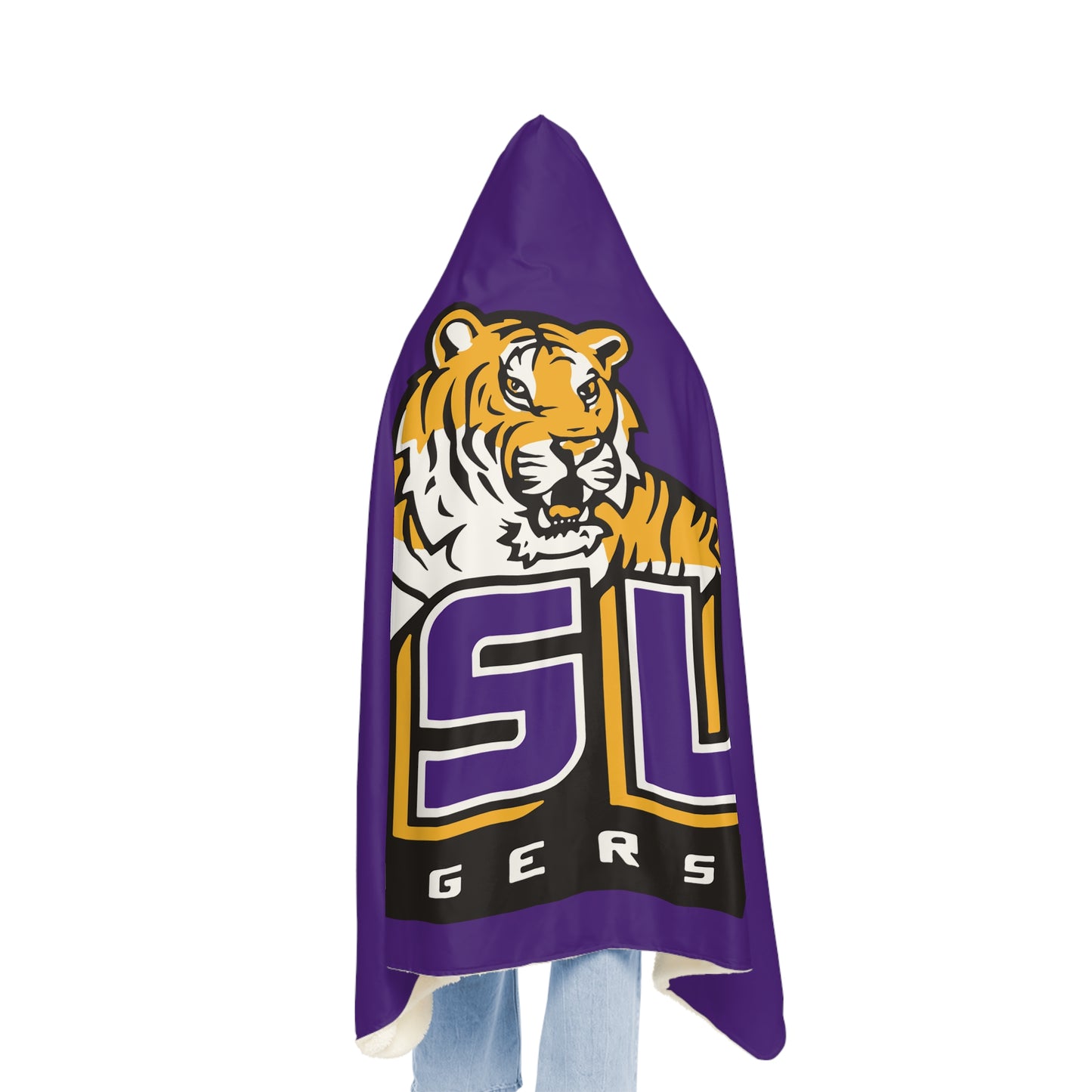 LSU Tigers Hooded Blanket | College Team Throw, Purple Tiger Logo
