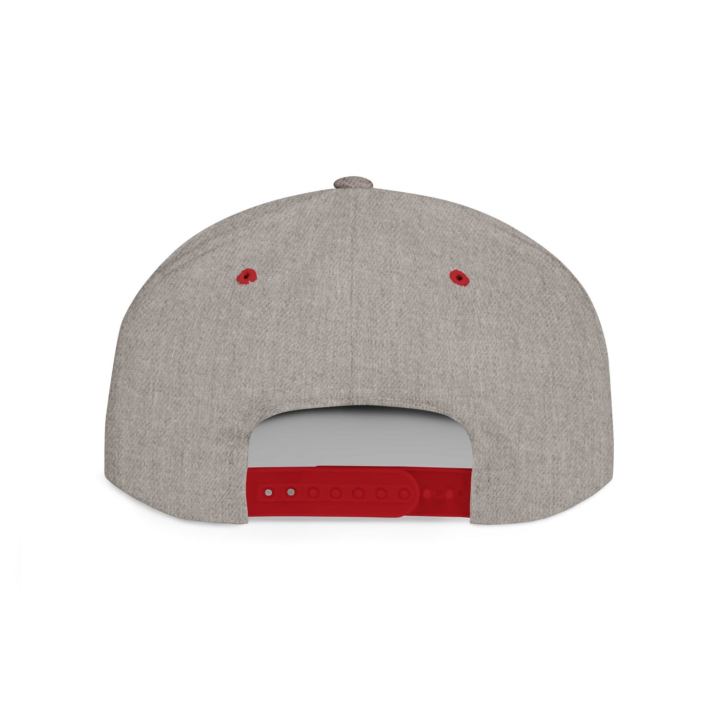 Script Letter A Cap | Flat Bill Snapback, Embroidered Red A on White