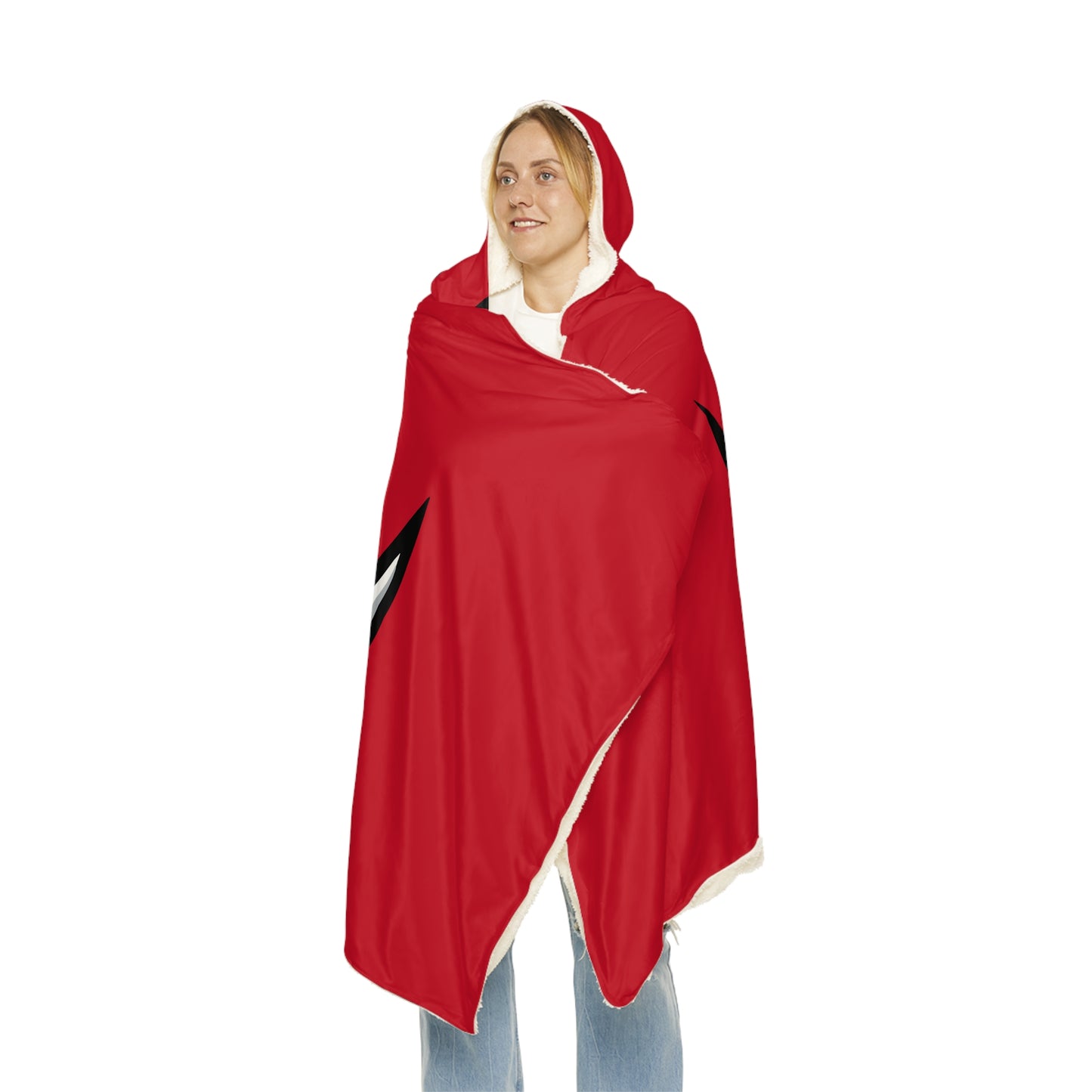 Skull and Crossed Swords with Football Hooded Blanket | Red Snuggle Blanket