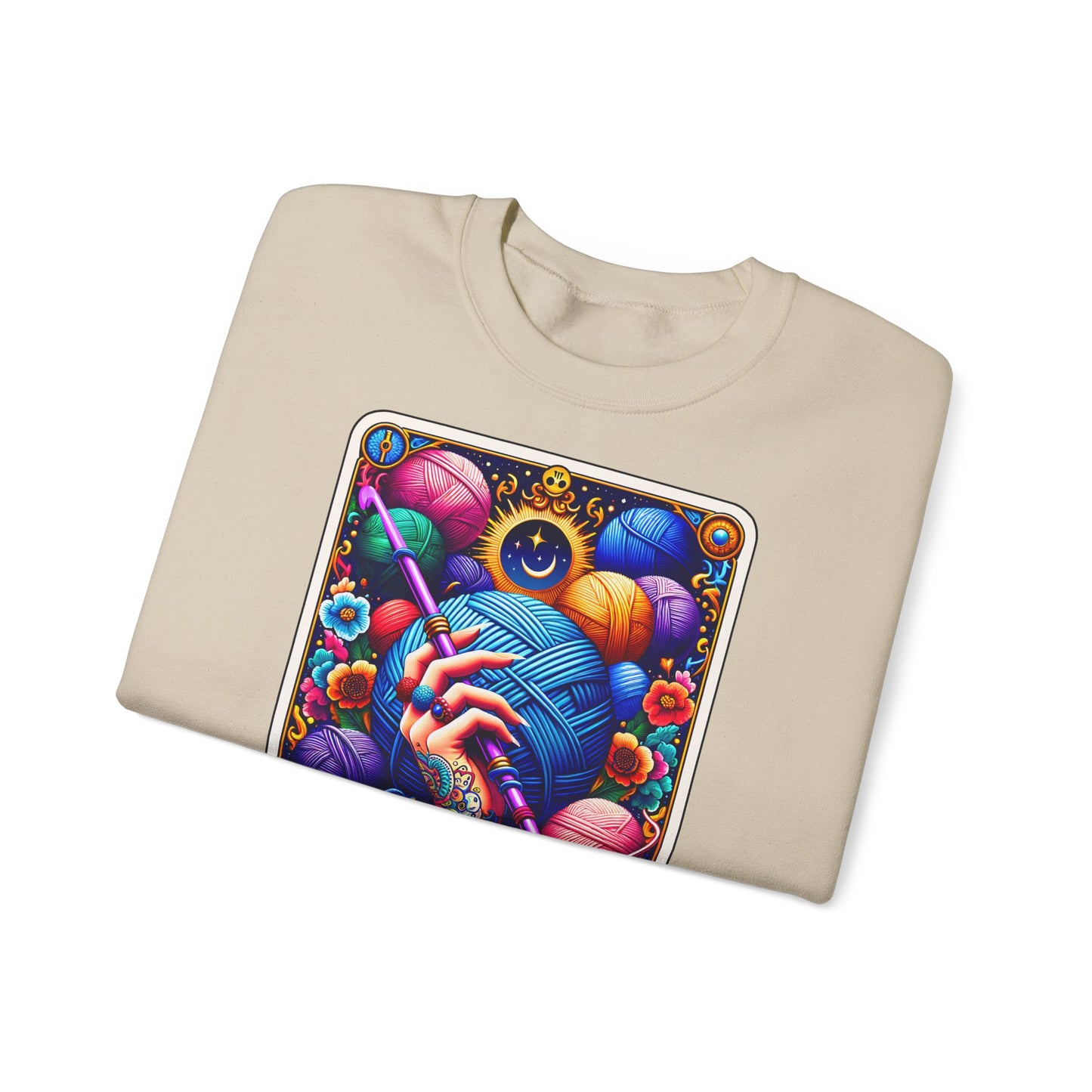 The Hooker knitting tarot art Crewneck Sweatshirt | yarn, crochet, colorful