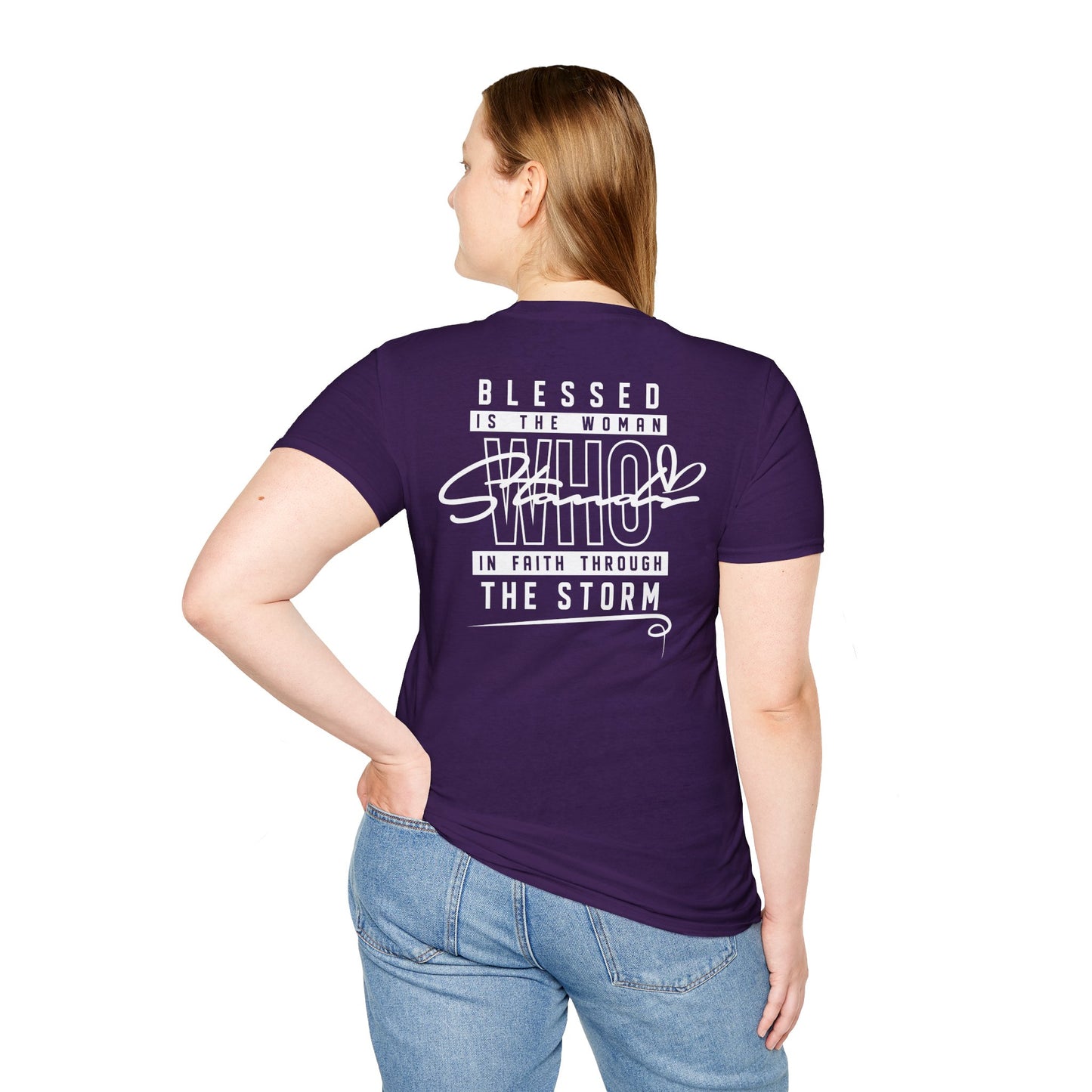 Blessed Through the Storm Christian T-Shirt — Women’s Faith Cross Tee