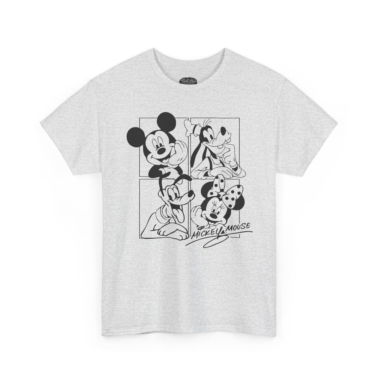 Classic Cartoon Characters T-Shirt | Black Line Art Tee