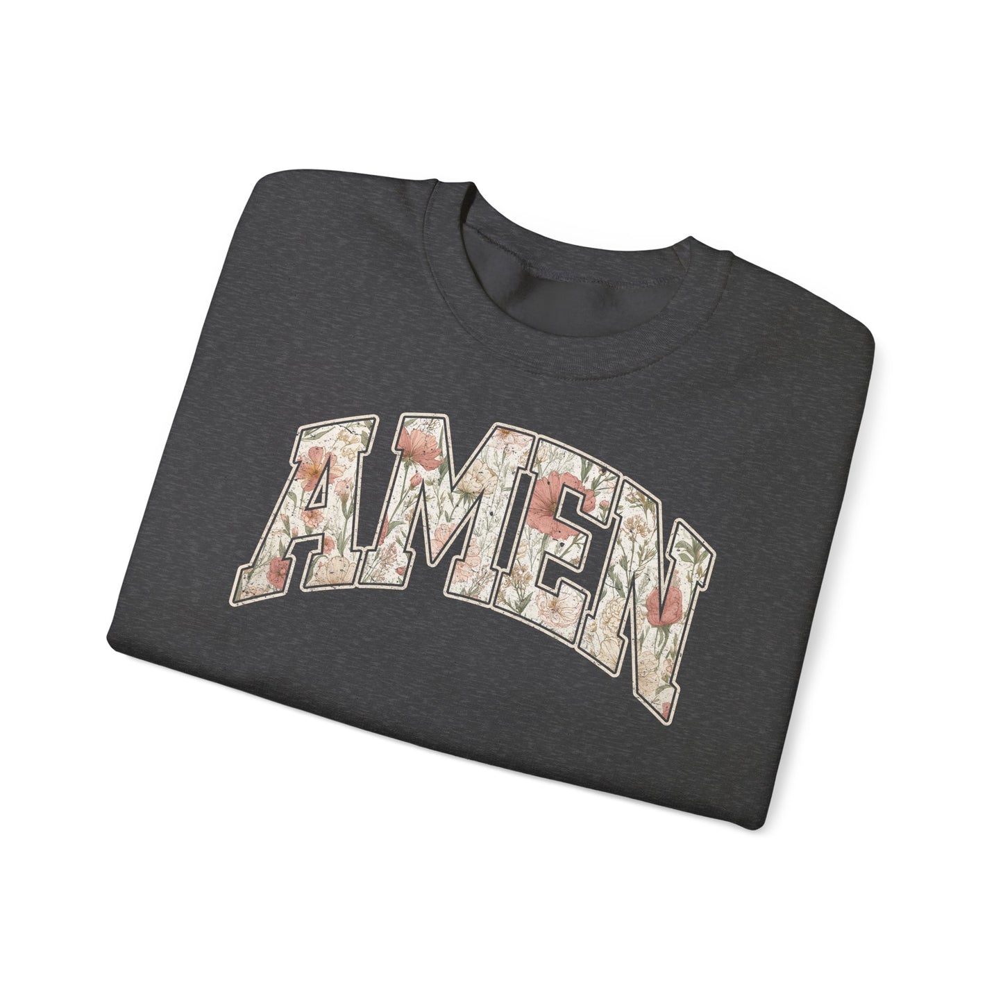 Floral 'AMEN' Crewneck Sweatshirt — Vintage Script Christian Prayer Pullover