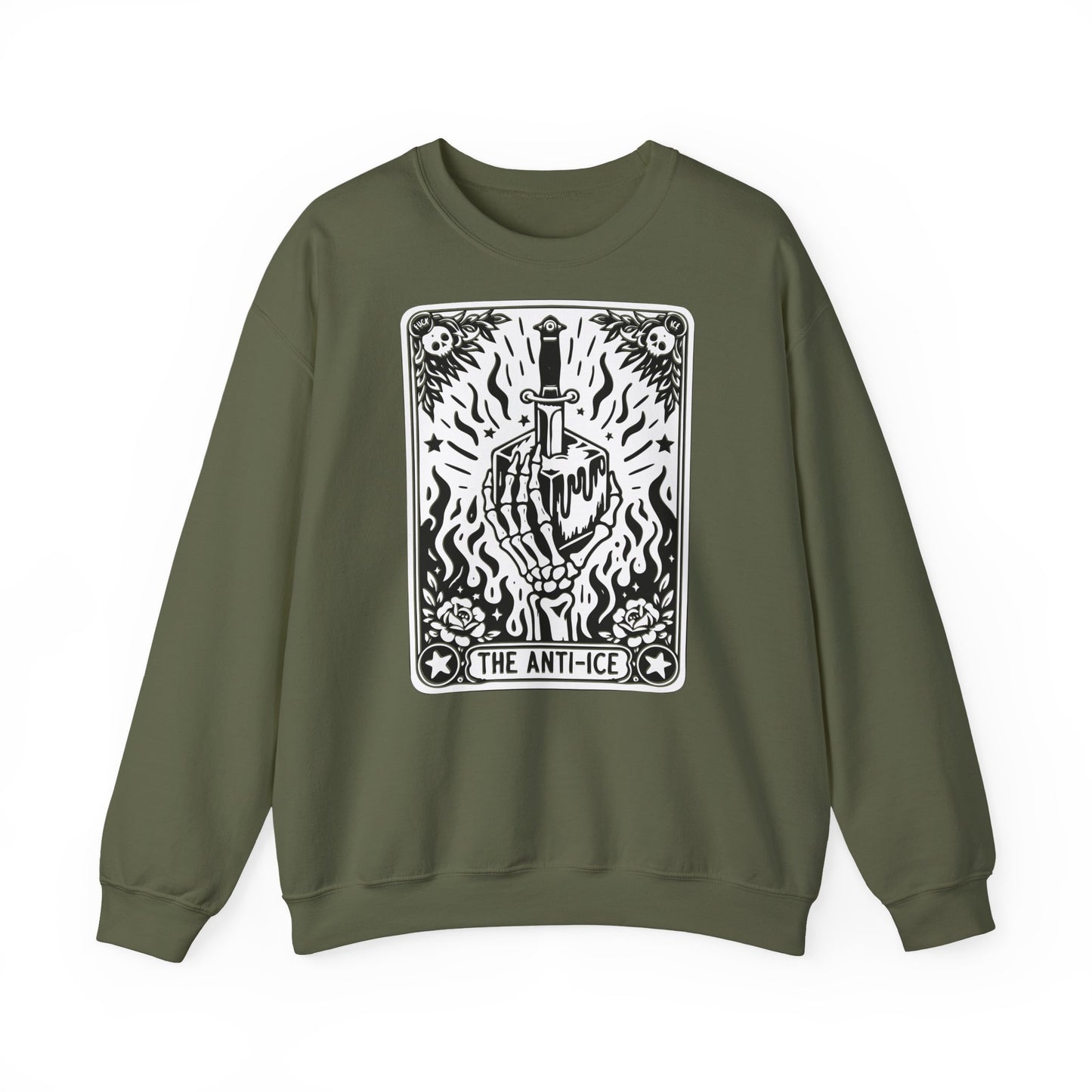 The Anti-Ice tarot dagger illustration Sweatshirt | Occult skeleton art