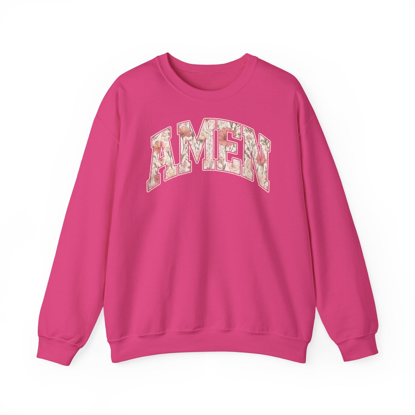Floral 'AMEN' Crewneck Sweatshirt — Vintage Script Christian Prayer Pullover
