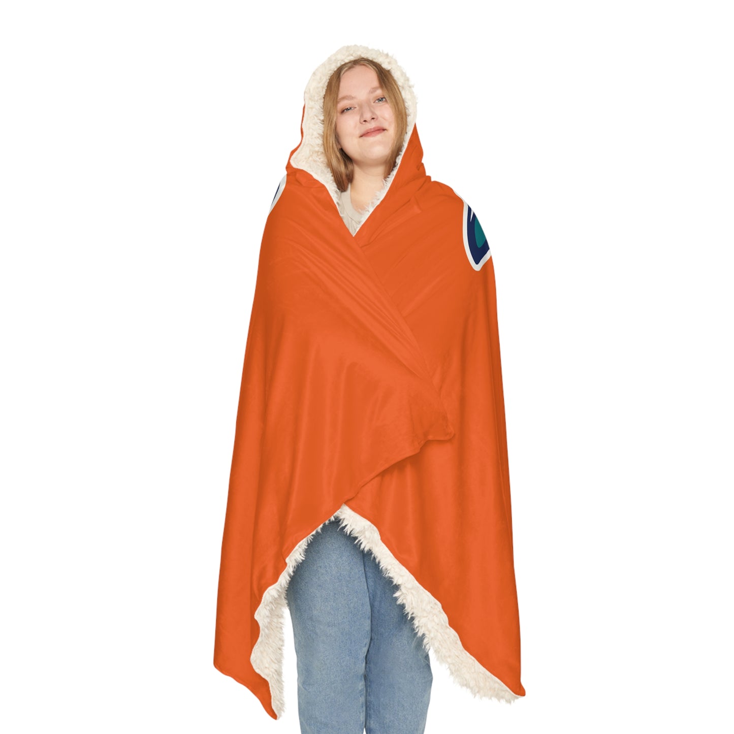 Miami-style Dolphin Logo Snuggle Blanket | Orange Hooded Throw