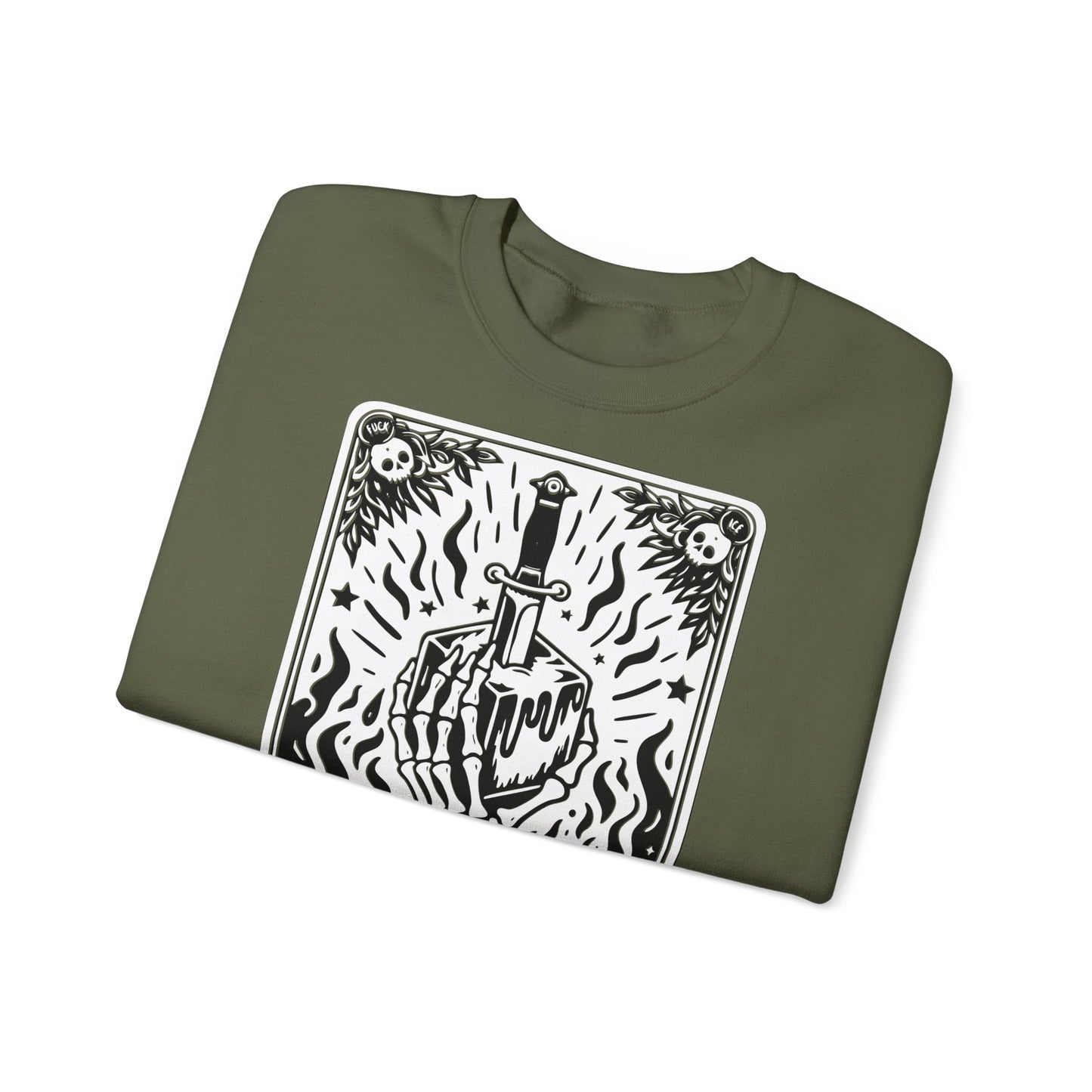 The Anti-Ice tarot dagger illustration Sweatshirt | Occult skeleton art