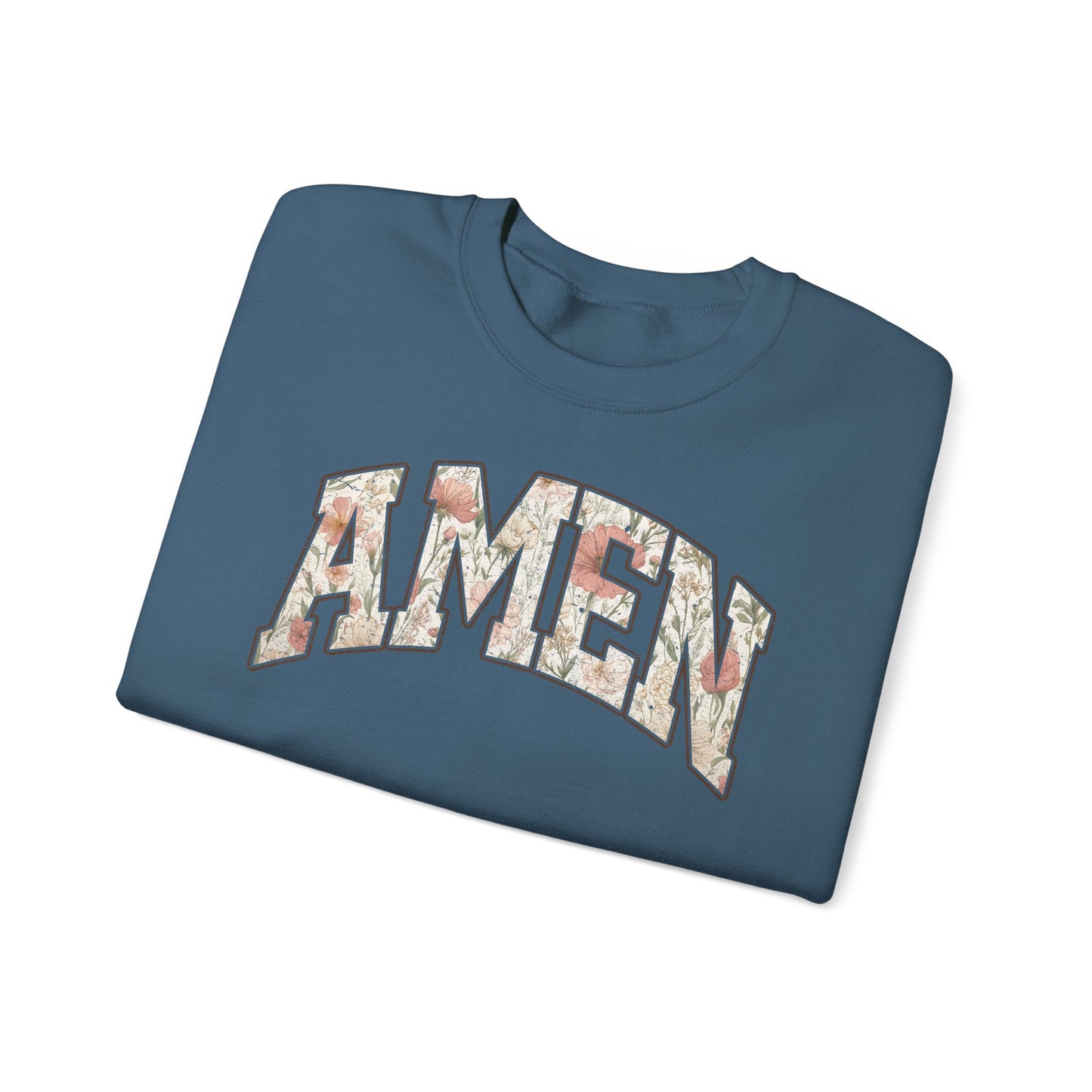 Amen Floral Crewneck Sweatshirt — Women's Spiritual Floral Graphic Sweatshirt