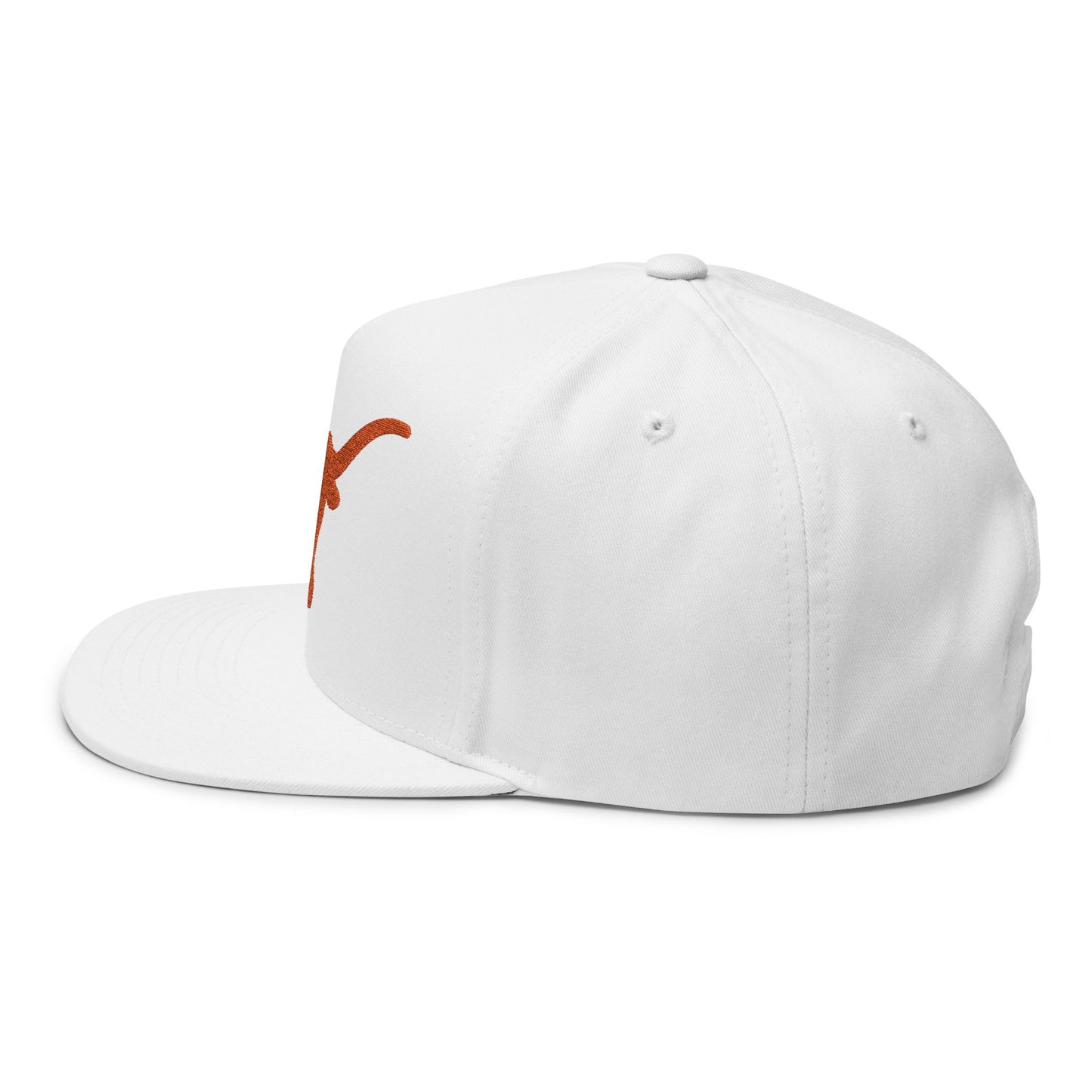 Longhorn Skull Orange Embroidered Flat Bill Cap | Snapback Hat