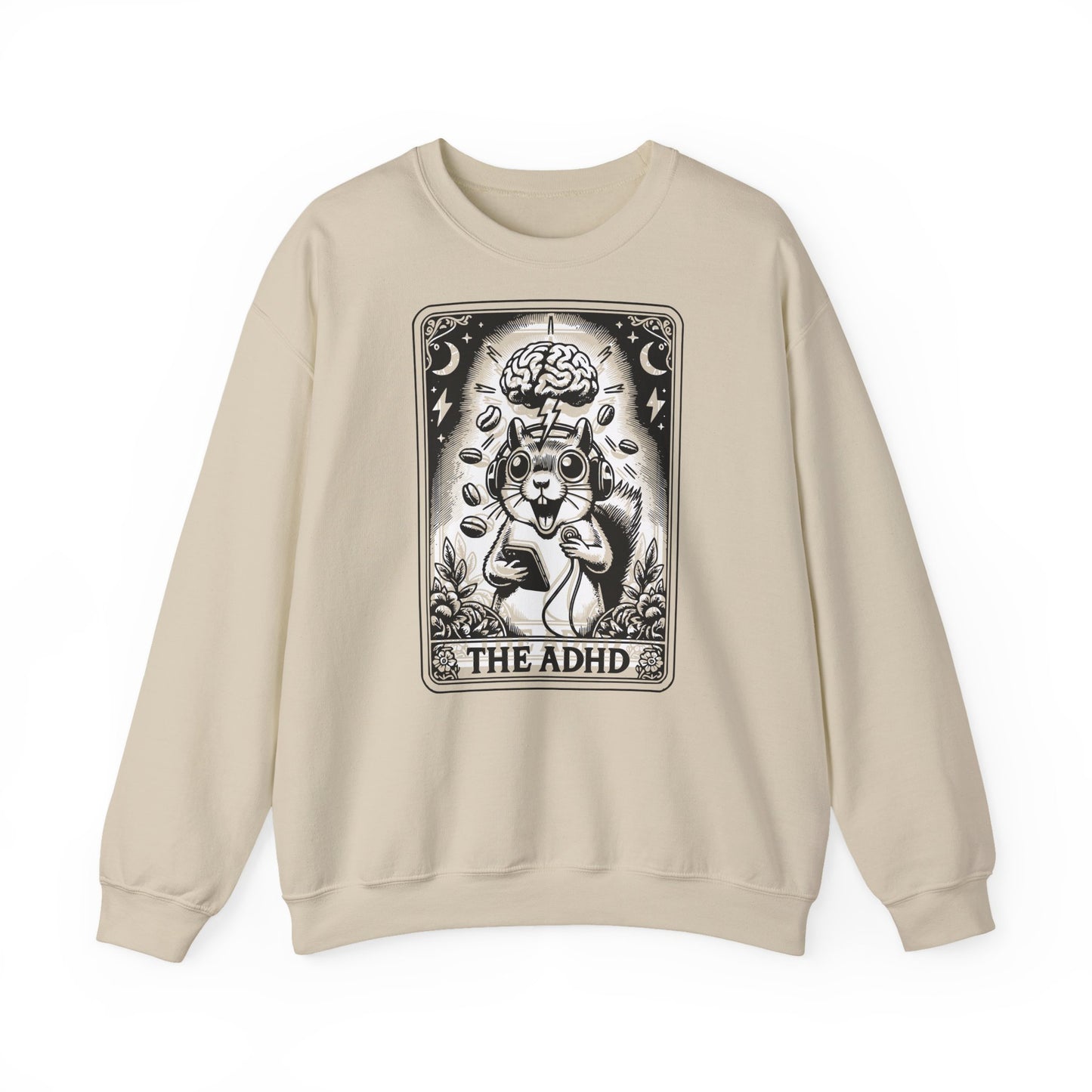 ADHD Tarot Card Squirrel sweatshirt | Crewneck, Psychedelic Brain Illustration