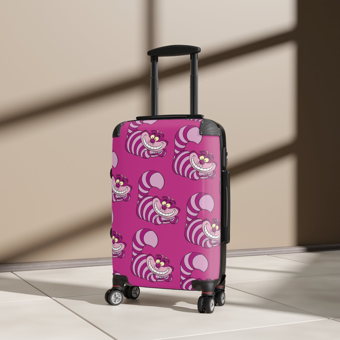 Cheshire Cat Pattern Suitcase | Pink Travel Luggage