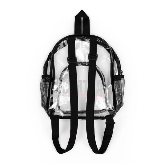 Clear Stadium Backpack | Transparent School Bag, Black Trim, Mesh Pockets