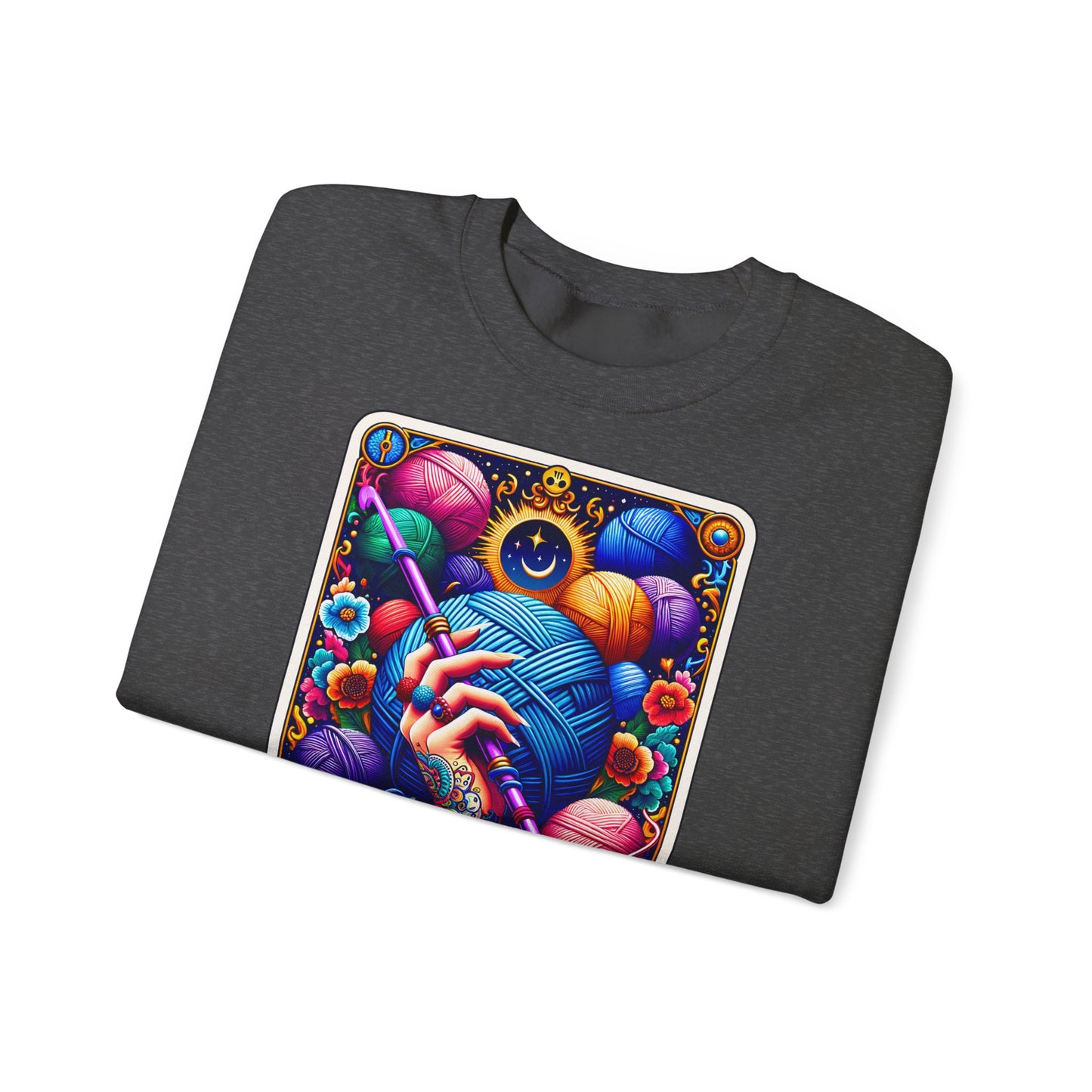 The Hooker knitting tarot art Crewneck Sweatshirt | yarn, crochet, colorful