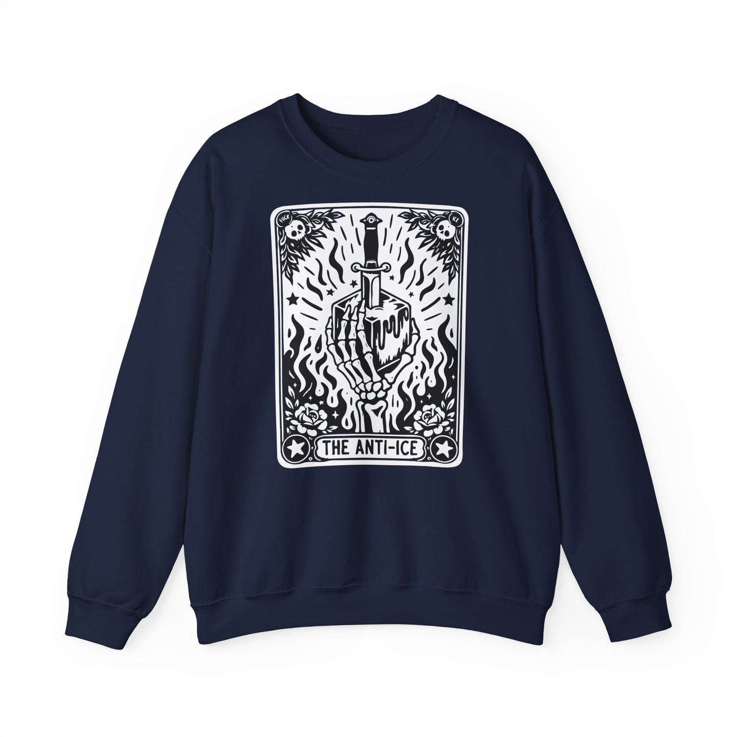The Anti-Ice tarot dagger illustration Sweatshirt | Occult skeleton art